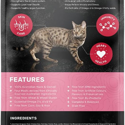 Pet Food Australia Grain Free Kangaroo, Turkey, Ocean Fish & Chicken Dry Cat Food-3kg