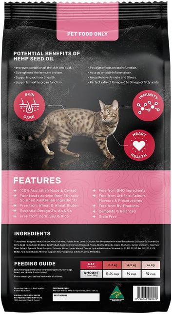 Pet Food Australia Grain Free Kangaroo, Turkey, Ocean Fish & Chicken Dry Cat Food-3kg