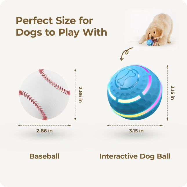 Interactive Dog Toys: Automatic Moving Dog Balls with LED Lights - (Blue)