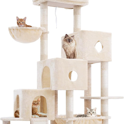 Hey-brother Cat Tree Tower with 3 Condos, Step Climbing Pathway MPJ081M
