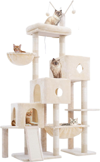 Hey-brother Cat Tree Tower with 3 Condos, Step Climbing Pathway MPJ081M