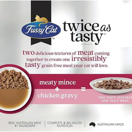 Fussy Cat Grain Free Twice as Tasty Kitten Wet Food, Kitten Mince 12x80g - Two Tasty Textures, One Irresistible Meal, Real Australian Meat, Grain-Free & Complete Nutrition (Pack of 3)