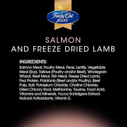 Fussy Cat Luxe Dry Cat Food, Salmon and Freeze Dried Lamb 750g - Real Salmon & Freeze-Dried Lamb for Premium Taste, 34% Protein & Complete Nutrition