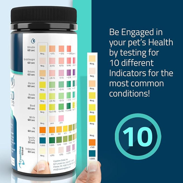 CheckUp Dog and CAT Urine Testing Strips for 10 PARAMETERS 50pk