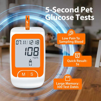 Pet Blood Glucose Monitor Kit for Dogs & Cats