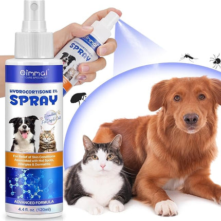 Pet Hydrocortisone Spray for Dogs & Cats 120ml, Natural Soothes Hot Spots, Rashes & Skin Irritations, Reduces Topical Inflammation, Allergy Relief