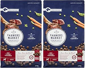 Farmer's Market Beef and Farm Vegetables Adult Dry Dog Food 2.7kg  (Pack of 2)