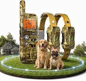 Htcuto 2-in-1 Wireless Dog Fence System for 2 Dogs, Pet Containment System & Dog Training Collar with Remote, Electric Dog Fence 25–3500FT