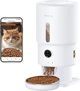 Nityers Automatic Cat Feeder with Camera, 5G WiFi Automatic Dog Feeder, Up to 15mm Kibbles, 5L Large Capacity, 1080P HD