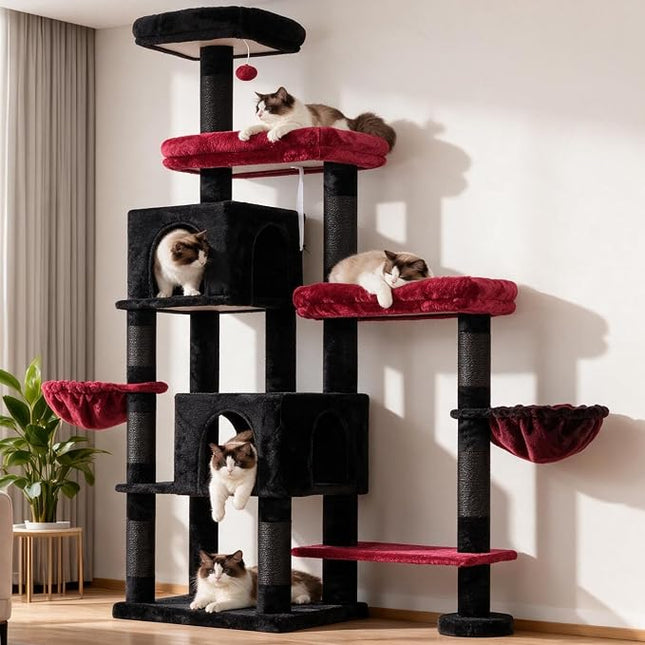 Hey-brother Cat Tree Tower with Stable Extended Base, 3 Platforms, MPJ038BR