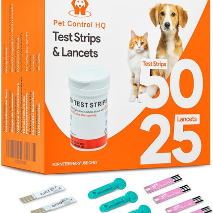 50 Test Strips for Pet Control HQ Glucose Monitor - Accurate Diabetes Testing for Dogs & Cats (Compatible with Pet Control HQ Glucose Monitoring)