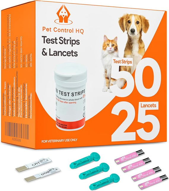 50 Test Strips for Pet Control HQ Glucose Monitor - Accurate Diabetes Testing for Dogs & Cats (Compatible with Pet Control HQ Glucose Monitoring)