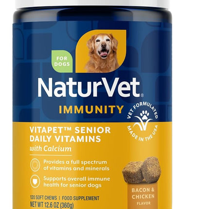 NaturVet VitaPet Senior Daily Vitamin Dog Supplements - 120 Ct