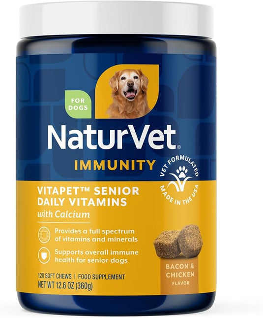 NaturVet VitaPet Senior Daily Vitamin Dog Supplements - 120 Ct