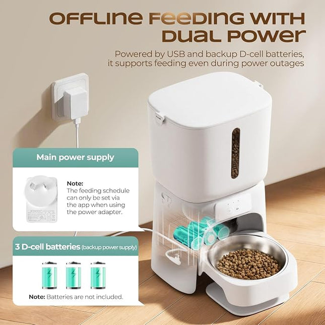 Pet Feeder Automatic Pet Feeder 6L WiFi Auto Dog Cat Food Dispenser 1080P HD Video