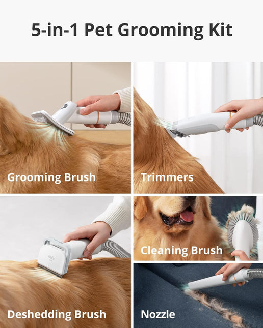 eufy Clean by Anker N930 Pet Grooming Kit with Vacuum, 5-in-1, Strong Suction, 4.5L Large Capacity Dust Box