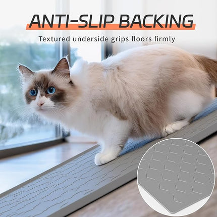 Bulkniu Large Silicone Cat Litter Mat, Waterproof/Urineproof, Litter Recycling, Easy to Clean, Soft on Kitty Paw (22"X34"- Grey)