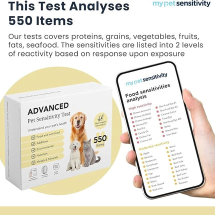 Advanced Allergen Test - At-Home Pet Allergy Test | 550 Items | Quick Results | Non-Invasive Hair Collection | Food, Environment, Nutrient & Mineral Analysis | All Breeds & Ages