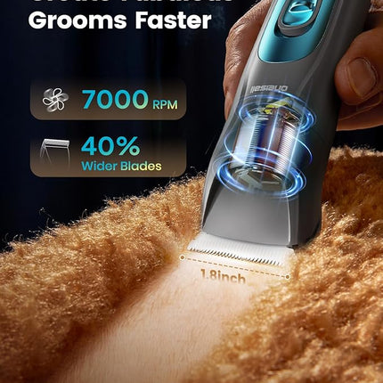 oneisall Dog Clippers & Paw Trimmer 4 in 1 Grooming Kit, Dog Grooming Clippers with LED Light for Full-Body Grooming, Cordless Silent