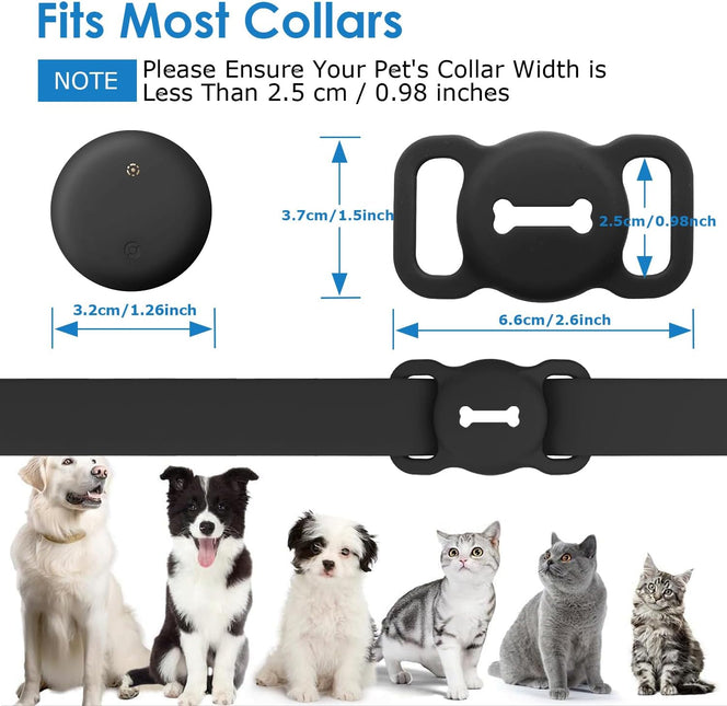 Pet Tracker for iPhone(iOS Only), Bluetooth Item Finder Works with Apple Find My, Pet Location Tracker with Collar Holder, IP68