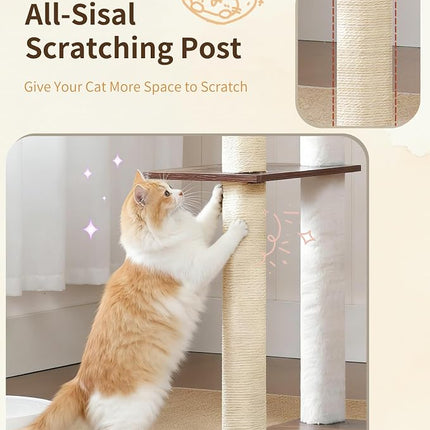 Heybly Cat Tree, 70.5 Inch Wood Tall Cat Tower for Large Indoor Cats with Extra , Rustic Brown