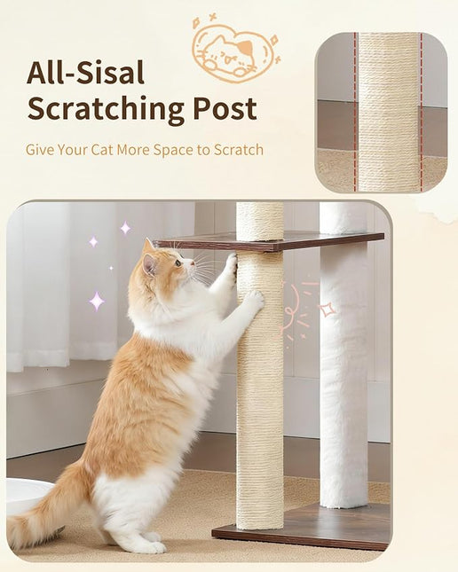 Heybly Cat Tree, 70.5 Inch Wood Tall Cat Tower for Large Indoor Cats with Extra , Rustic Brown
