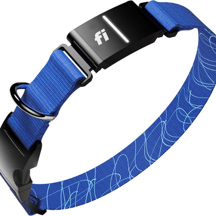 Fi New Series 3+ Smart Dog Tracker Collar [12 Month Membership Included] GPS Tracker for Dogs with Health & Behavior Monitoring, Escape Alerts, Waterproof, LED, Apple Watch Compatible (Blue, Medium)