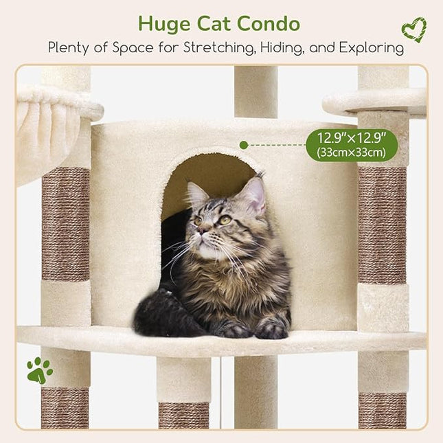 Globlazer Corner Stable Cat Tree Tower with Scratching Post, C51, Beige