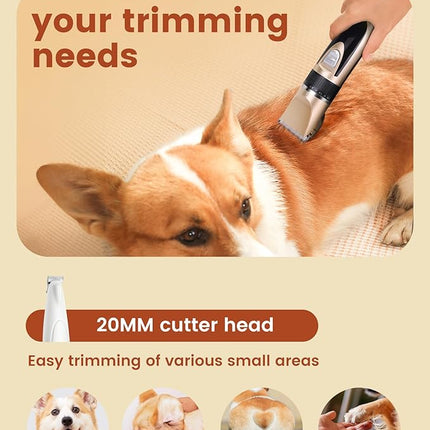 PAPMINI 2 in 1 Dog Grooming Kit, Low Noise Rechargeable Dog Clippers for Grooming
