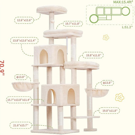 Hey-brother Cat Tree Tower with Stable Extended Base, 3 Platforms, MPJ038M