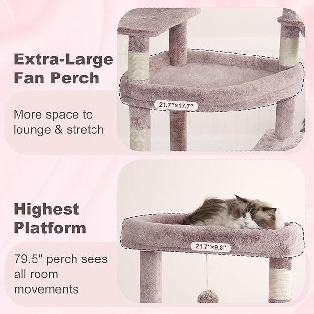 Heybly Tall Cat Tree for Large Cat, 202cm Multi-Level Cat Tower , Muchroom HCT038MU