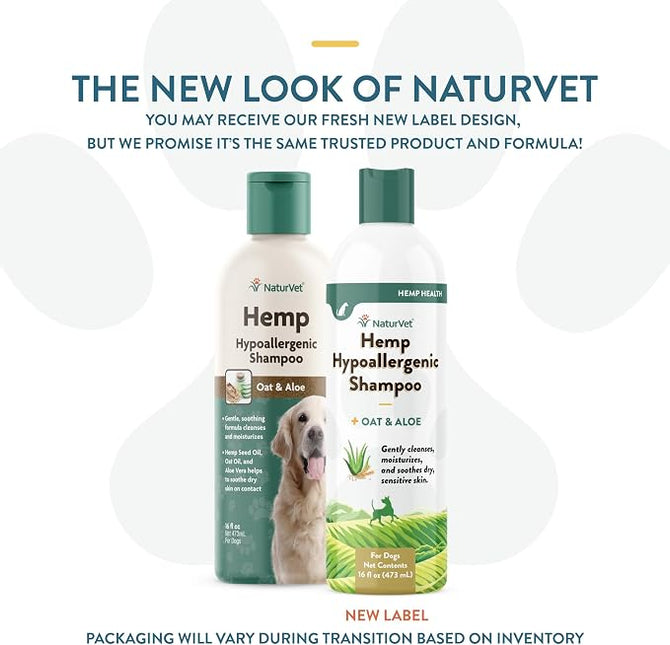 NaturVet Hemp Hypoallergenic Shampoo with Oat and Aloe for Dogs - 16oz