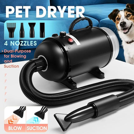 Pet Scene Dog Dryer Blower Vacuum Pet Cat Grooming Kit 4 Nozzles Hairdryer
