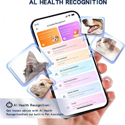 DBDD AI GPS Tracker for Dogs, Real Time Location and AI Health Care Management, Electronic Fence, Waterproof, iOS and Android Compatible (White)