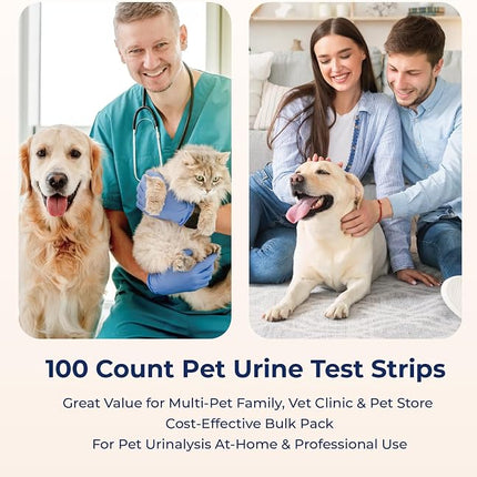 Cat & Dog Urine Test Strips 10-Parameter 100ct, Diabetes Testing, Blood Ketone Testing UTI Test Kit, Glucose, Nitrite, Specific Gravity, pH, Protein, Leukocycles & More.1 Pack