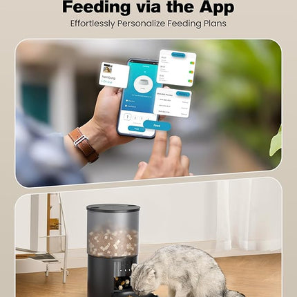 Automatic Cat Feeder, WiFi: Cat Feeder with Customised Schedule, 4 L, Black
