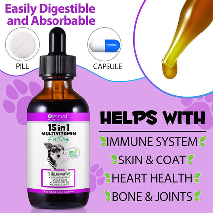 15 in 1 Dog Multivitamin, All-in-One Multi Liquid Multivitamin for Dogs