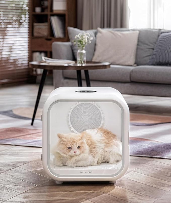 62L Dog Dryer Box, 360° Efficient Automatic and Quiet Cat Pet Dryer Box with Smart Temperature Control, Ideal for Cats and Medium Dogs (white)