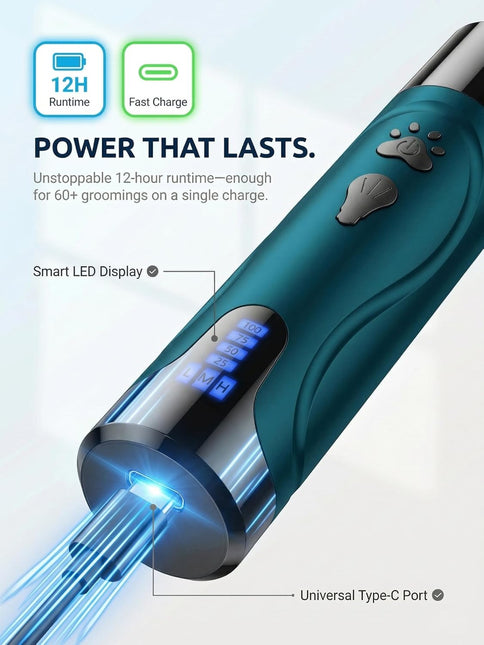 YABIFE Super Quiet Dog Nail Grinder & Clippers Kit with 2 LED Lights, 3 Speeds Up to 12,000 RPM