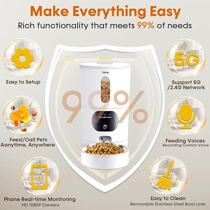Automatic Cat Feeder with Camera WiFi, Timed Automatic Dog Feeder with Pet Camera: 2-Way Audio, Auto Cat Food Dispenser - HD 1080P