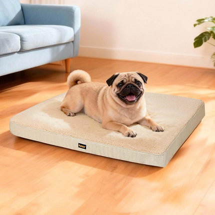 PaWz Dog Bed Mattress for Crate,Soft Sherpa Pet Bed for Medium Dogs,Washable Dog Mattress Mat with Removable Cover,Non-Slip Base,Waterproof Liner,White
