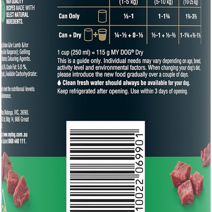 MY DOG Adult Wet Dog Food Country Lamb & Liver 400g Can, 24 Pack