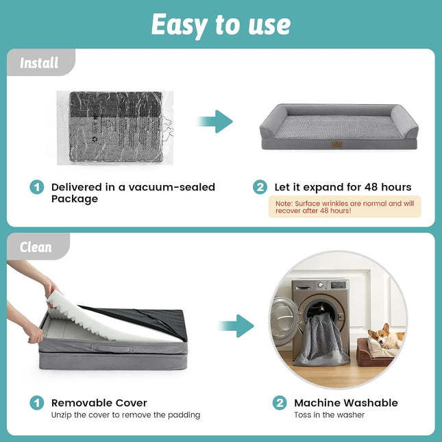 COZY KISS Orthopedic Dog Bed, Pet Sofa for Medium or Large Dog, (44x32x7 inch,)