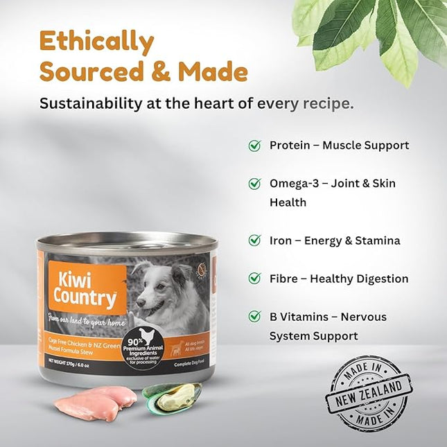 Wet Dog Food, Cage Free Chicken and NZ Green Mussel Formula, Grain-Free, 170g