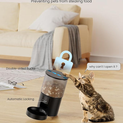 Automatic Cat Feeder, WiFi: Cat Feeder with Customised Schedule, 4 L, Black