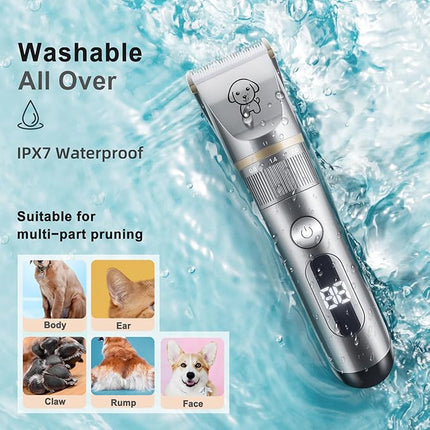 Cat Clippers,Pet Hair Trimmer Quiet Cat Clippers Grooming Kit with Comb 5 Speed Cat Shavers for Matted Long Hair