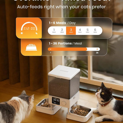 oneisall Automatic Cat Feeder for 2 Cats, 20 Cups/5L Automatic Cat Food Dispenser for Small Pets
