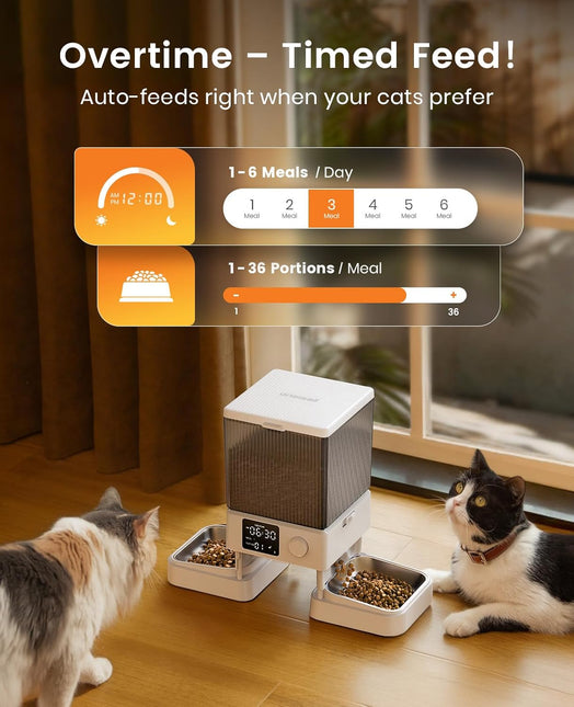 oneisall Automatic Cat Feeder for 2 Cats, 20 Cups/5L Automatic Cat Food Dispenser for Small Pets