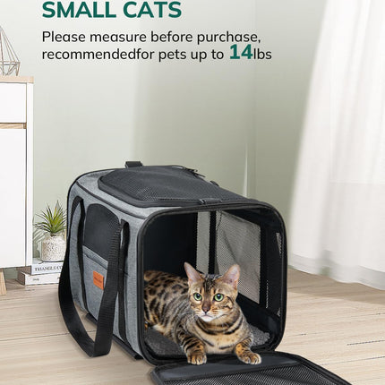 Morpilot Cat Carrier with Wheels Airline Approved, Pet Dog Carrier Dark Gray