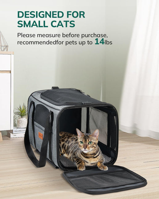 Morpilot Cat Carrier with Wheels Airline Approved, Pet Dog Carrier Dark Gray